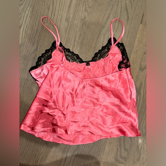 Vintage Jones New York Pink Black Lace Silk Slip Tank Womens Lingerie XL - Picture 3 of 5